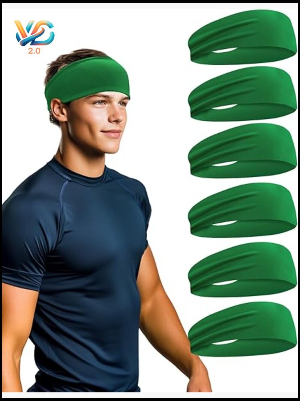 6 Pack Sport Headbands Sweat Wicking Workout Hairband Running Cycling Yoga